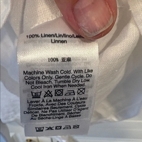 DKNY White 100% Linen Button-Up Blouse - Picture 4 of 5